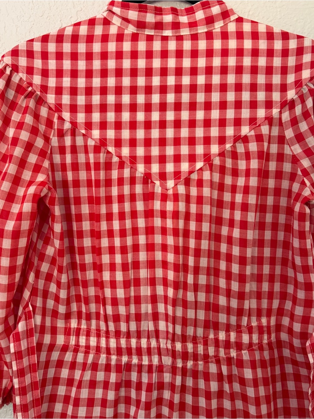 Vintage 1970s Red Gingham A line Shift Dress - Picture 9 of 14